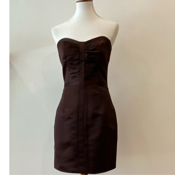 Strapless Dress 6 Formal Cocktail Silk Fall Wedding $495 Holiday Party Y2K Style - Picture 6 of 16